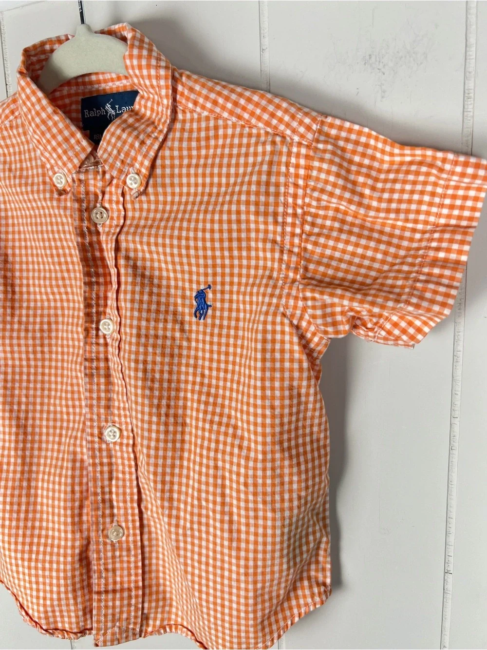Ralph Lauren Orange Gingham Button-Down Shirt Boys 18M
